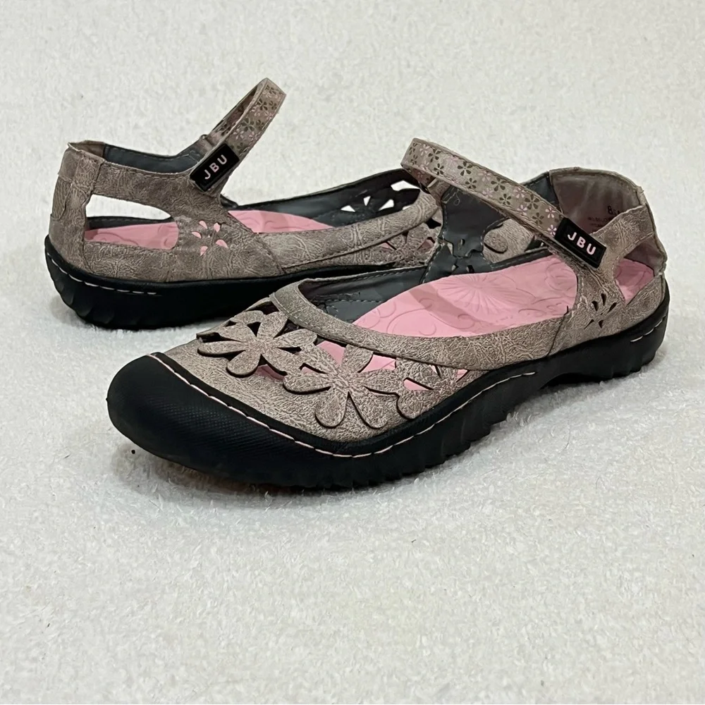 JBU by Jambu Grey Taupe Wildflower Mary Jane Casual Shoes Size 8.5 - Picture 2 of 14